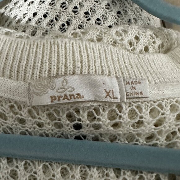 Prana women’s sz XL ivory open weave long sleeve sweater FLAW missing fabric tag - Picture 5 of 7